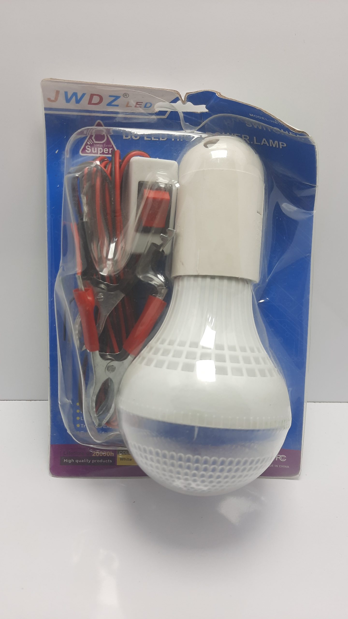 لامپ LED DC ۱۲ ولت JWDZ مدل 1W-7W – همراه با گیره باتری و کلید